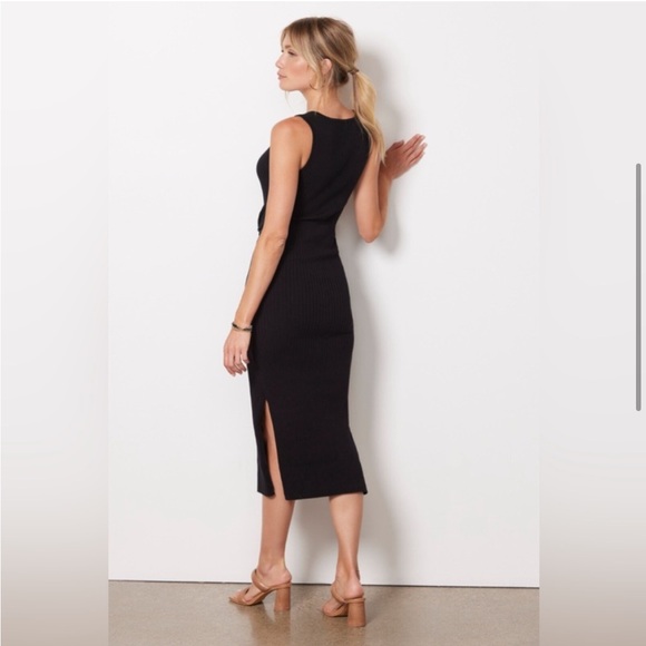 Good American Belted Ribbed Knit Sleeveless Dress Size 4 Black - Picture 4 of 5